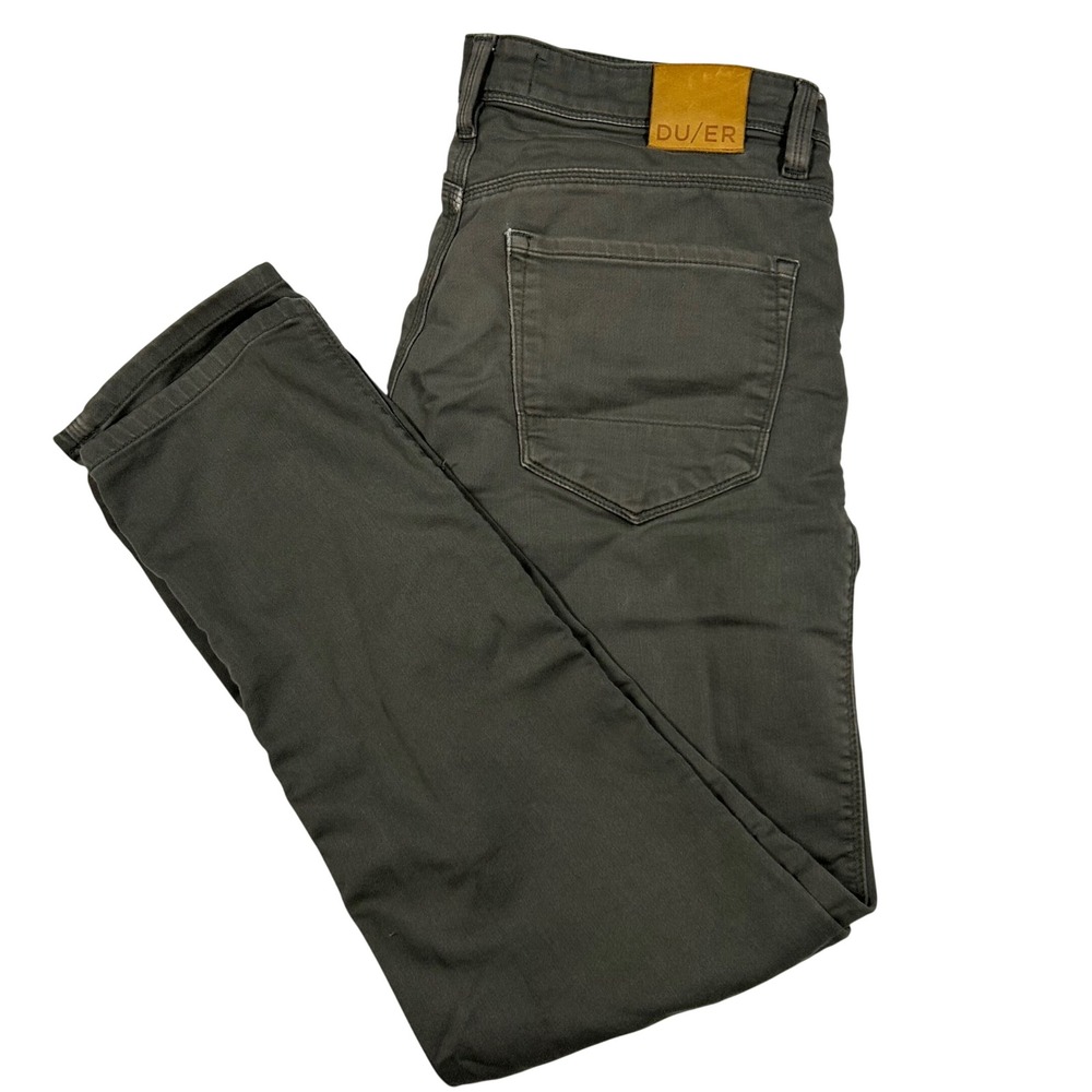 DUER N2X 32x30 Slim Fit Pants Mens Olive Green Performance Trousers N2X09 MEC